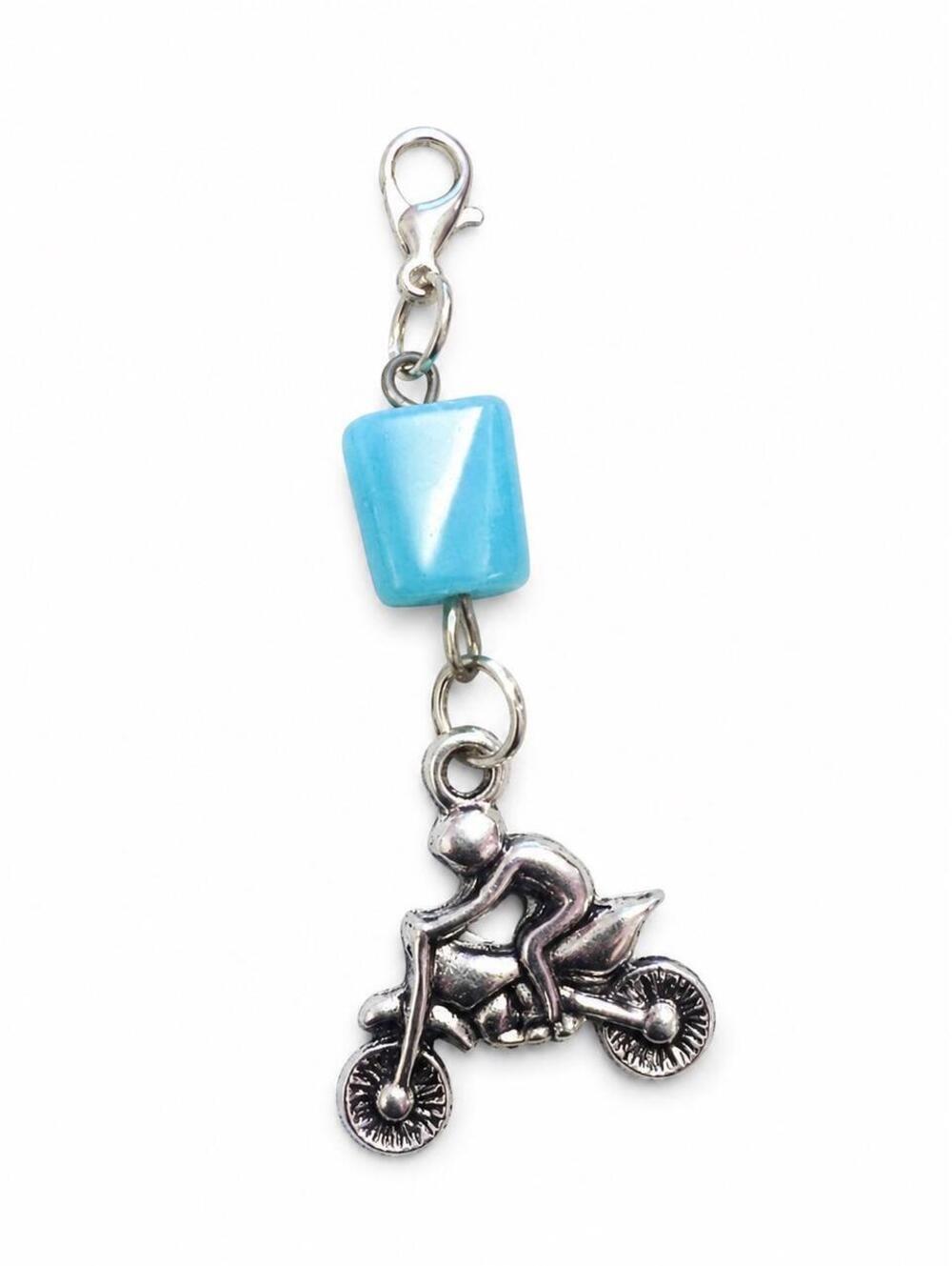 Handmade turquoise motorcycle zipper pull